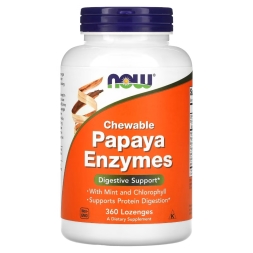 Препараты для пищеварения NOW Papaya Enzymes Chewable 360 lozenges 