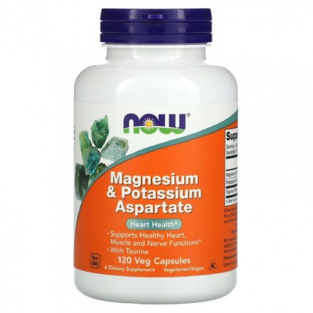 Минеральные комплексы NOW NOW Magnesium &amp; Potassium Aspartate 120 vcaps  (120 vcaps)